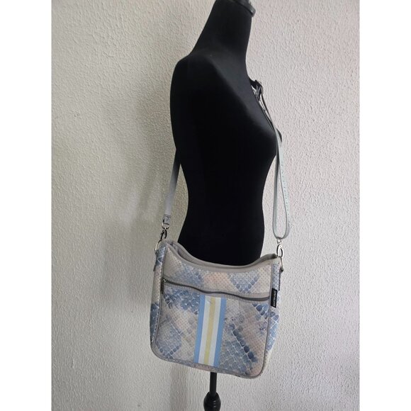 PreneLove Designer Crossbody Bag With Detachable Strap In Blue & White Print - Picture 2 of 5